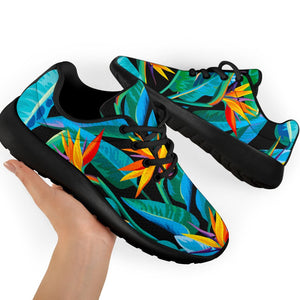 Teal Tropical Pattern Print Sport Shoes GearFrost