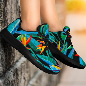 Teal Tropical Pattern Print Sport Shoes GearFrost