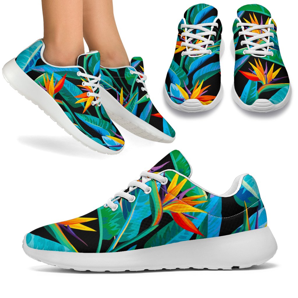 Teal Tropical Pattern Print Sport Shoes GearFrost