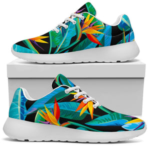 Teal Tropical Pattern Print Sport Shoes GearFrost