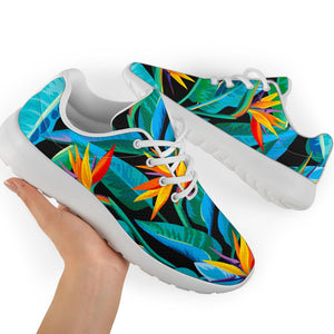 Teal Tropical Pattern Print Sport Shoes GearFrost