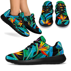 Teal Tropical Pattern Print Sport Shoes GearFrost