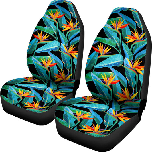 Teal Tropical Pattern Print Universal Fit Car Seat Covers