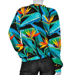 Teal Tropical Pattern Print Women's Crewneck Sweatshirt GearFrost