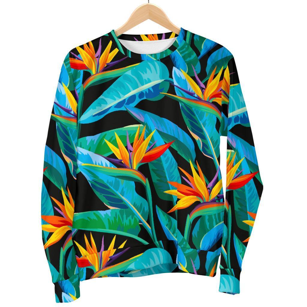 Teal Tropical Pattern Print Women's Crewneck Sweatshirt GearFrost