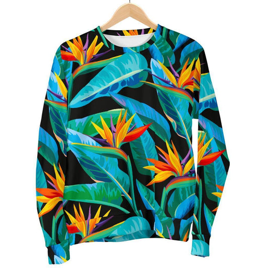 Teal Tropical Pattern Print Women's Crewneck Sweatshirt GearFrost