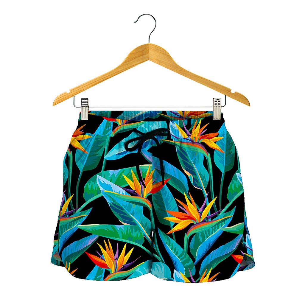 Teal Tropical Pattern Print Women's Shorts