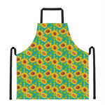 Teal Watercolor Sunflower Pattern Print Apron