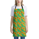 Teal Watercolor Sunflower Pattern Print Apron
