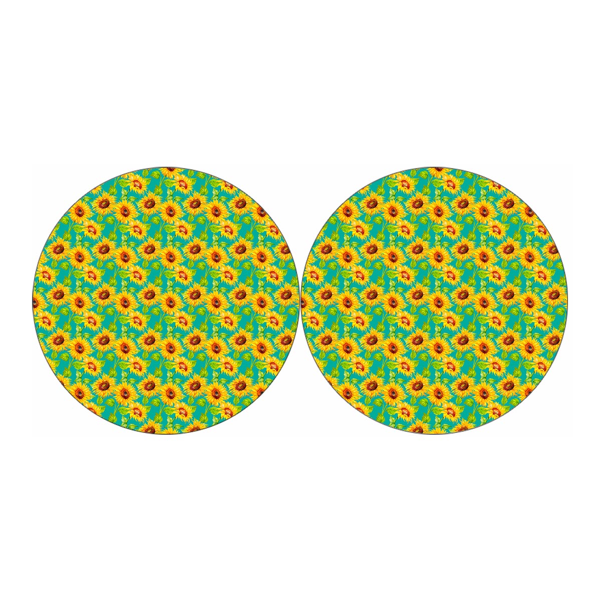 Teal Watercolor Sunflower Pattern Print Car Coasters