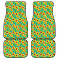 Teal Watercolor Sunflower Pattern Print Front and Back Car Floor Mats