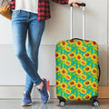 Teal Watercolor Sunflower Pattern Print Luggage Cover