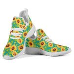 Teal Watercolor Sunflower Pattern Print Mesh Knit Shoes GearFrost