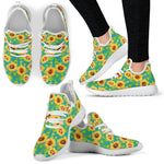 Teal Watercolor Sunflower Pattern Print Mesh Knit Shoes GearFrost