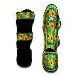 Teal Watercolor Sunflower Pattern Print Muay Thai Shin Guard