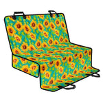 Teal Watercolor Sunflower Pattern Print Pet Car Back Seat Cover