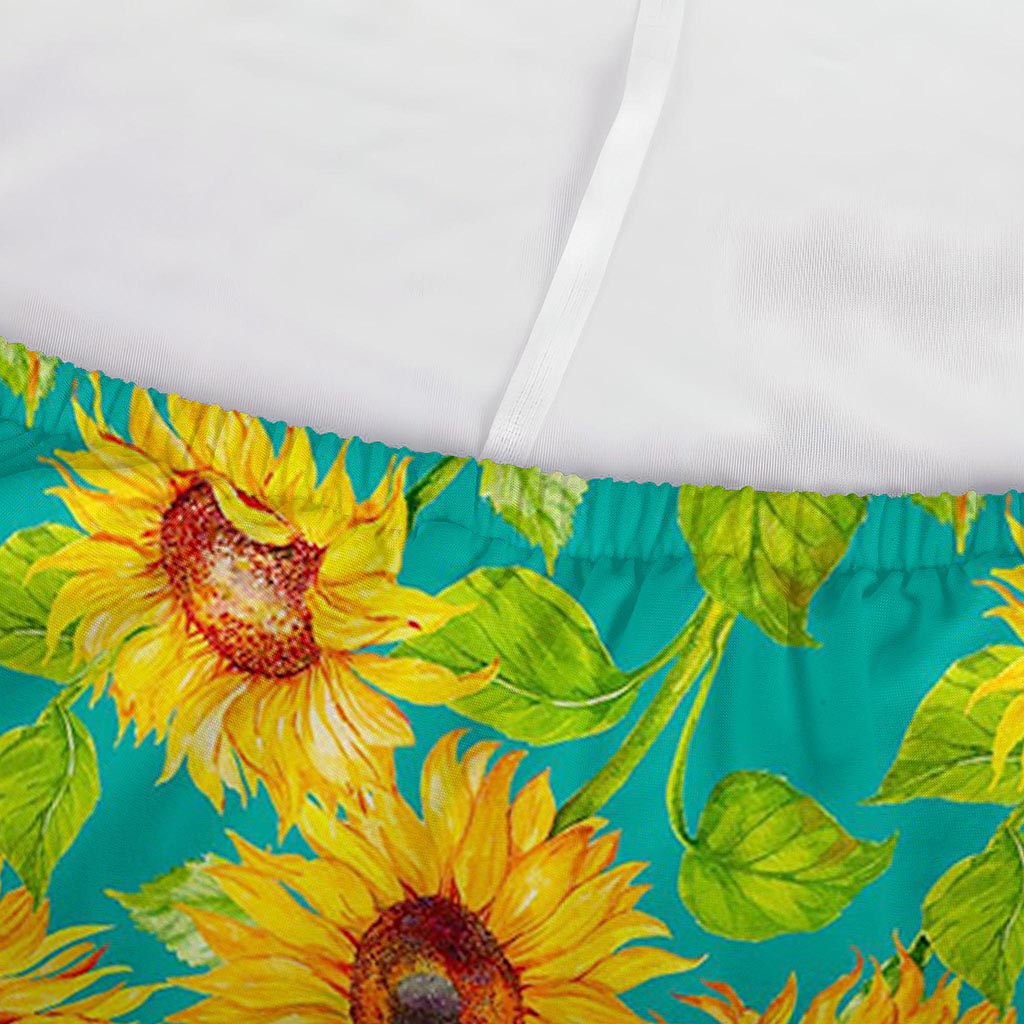 Teal Watercolor Sunflower Pattern Print Sofa Cover