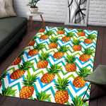 Teal Zig Zag Pineapple Pattern Print Area Rug GearFrost