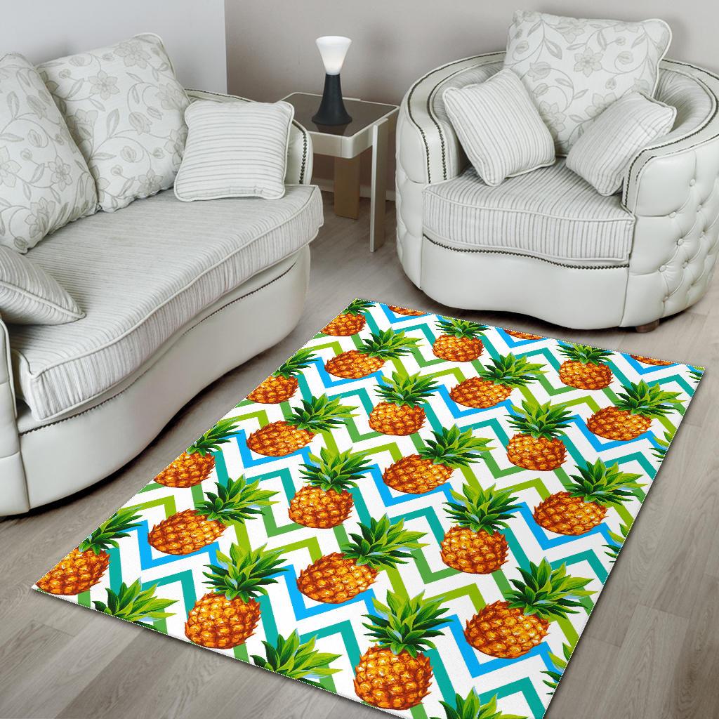 Teal Zig Zag Pineapple Pattern Print Area Rug GearFrost