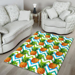 Teal Zig Zag Pineapple Pattern Print Area Rug GearFrost