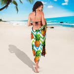Teal Zig Zag Pineapple Pattern Print Beach Sarong Wrap