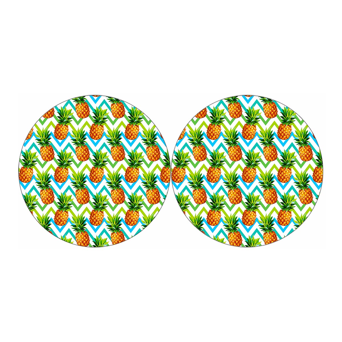 Teal Zig Zag Pineapple Pattern Print Car Coasters