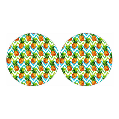 Teal Zig Zag Pineapple Pattern Print Car Coasters