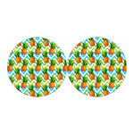 Teal Zig Zag Pineapple Pattern Print Car Coasters