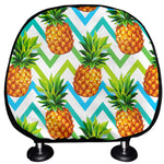 Teal Zig Zag Pineapple Pattern Print Car Headrest Covers