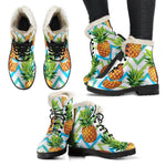 Teal Zig Zag Pineapple Pattern Print Comfy Boots GearFrost