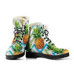 Teal Zig Zag Pineapple Pattern Print Comfy Boots GearFrost