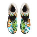 Teal Zig Zag Pineapple Pattern Print Comfy Boots GearFrost