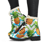 Teal Zig Zag Pineapple Pattern Print Comfy Boots GearFrost
