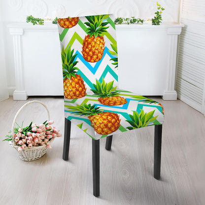 Teal Zig Zag Pineapple Pattern Print Dining Chair Slipcover