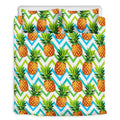 Teal Zig Zag Pineapple Pattern Print Duvet Cover Bedding Set