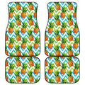 Teal Zig Zag Pineapple Pattern Print Front and Back Car Floor Mats
