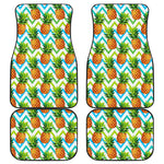 Teal Zig Zag Pineapple Pattern Print Front and Back Car Floor Mats