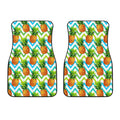 Teal Zig Zag Pineapple Pattern Print Front Car Floor Mats