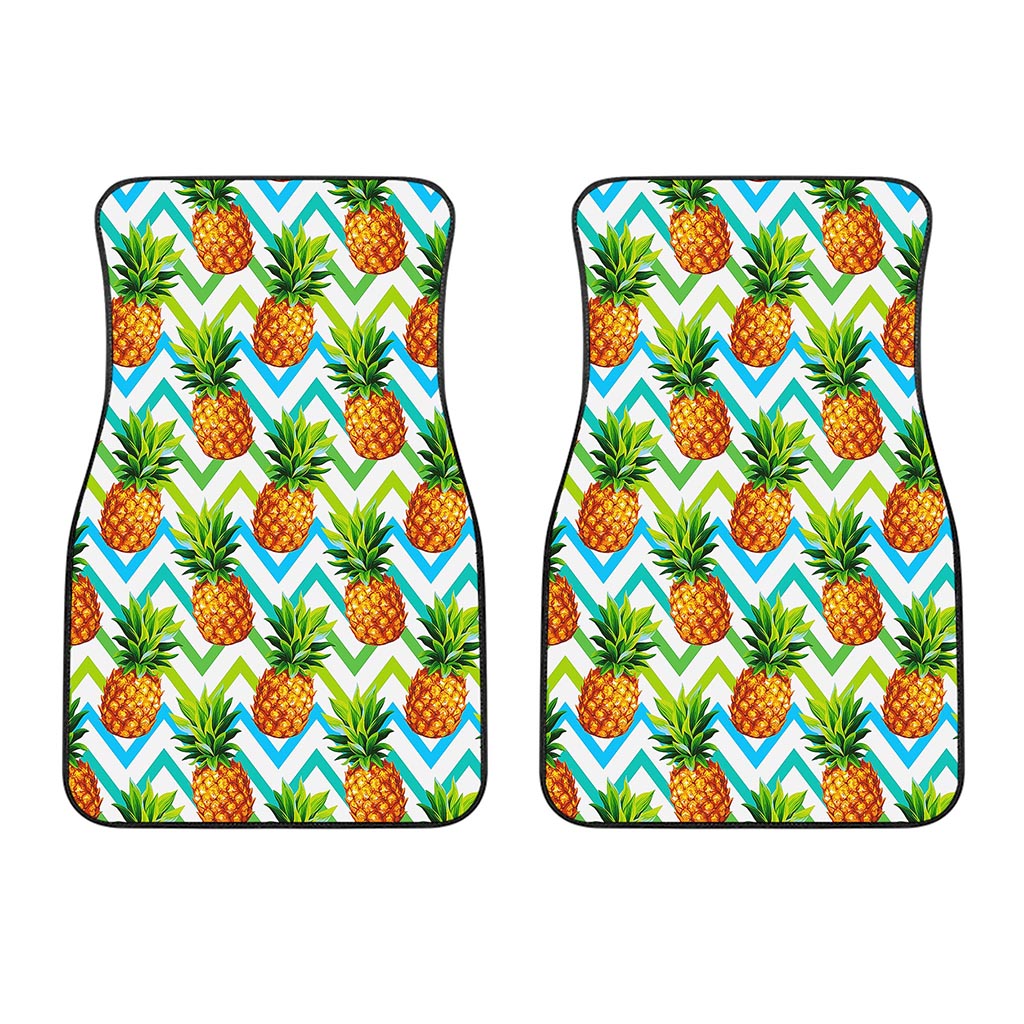 Teal Zig Zag Pineapple Pattern Print Front Car Floor Mats