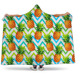 Teal Zig Zag Pineapple Pattern Print Hooded Blanket