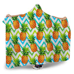 Teal Zig Zag Pineapple Pattern Print Hooded Blanket