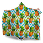 Teal Zig Zag Pineapple Pattern Print Hooded Blanket