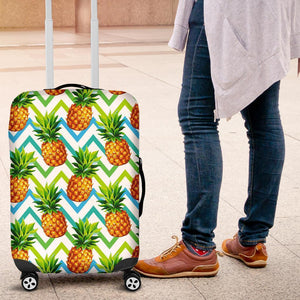 Teal Zig Zag Pineapple Pattern Print Luggage Cover GearFrost