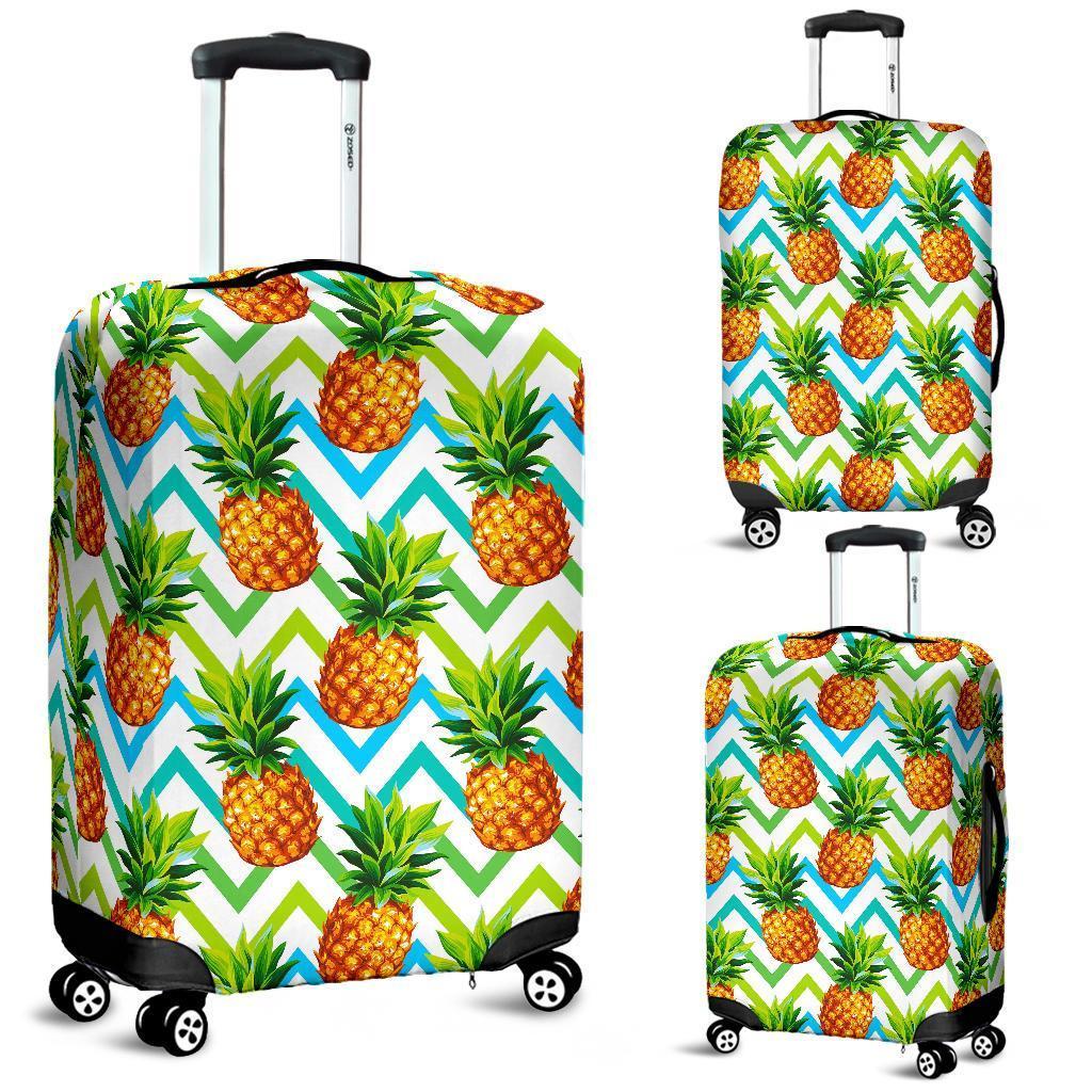 Teal Zig Zag Pineapple Pattern Print Luggage Cover GearFrost