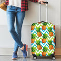 Teal Zig Zag Pineapple Pattern Print Luggage Cover