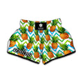 Teal Zig Zag Pineapple Pattern Print Muay Thai Boxing Shorts