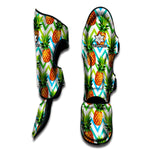 Teal Zig Zag Pineapple Pattern Print Muay Thai Shin Guard
