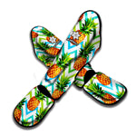 Teal Zig Zag Pineapple Pattern Print Muay Thai Shin Guard