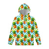 Teal Zig Zag Pineapple Pattern Print Pullover Hoodie