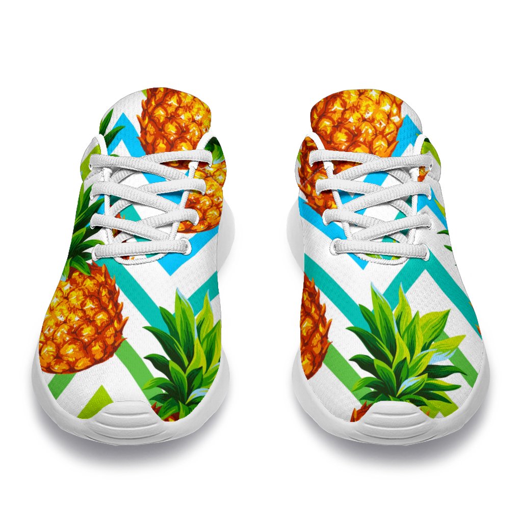 Teal Zig Zag Pineapple Pattern Print Sport Shoes GearFrost